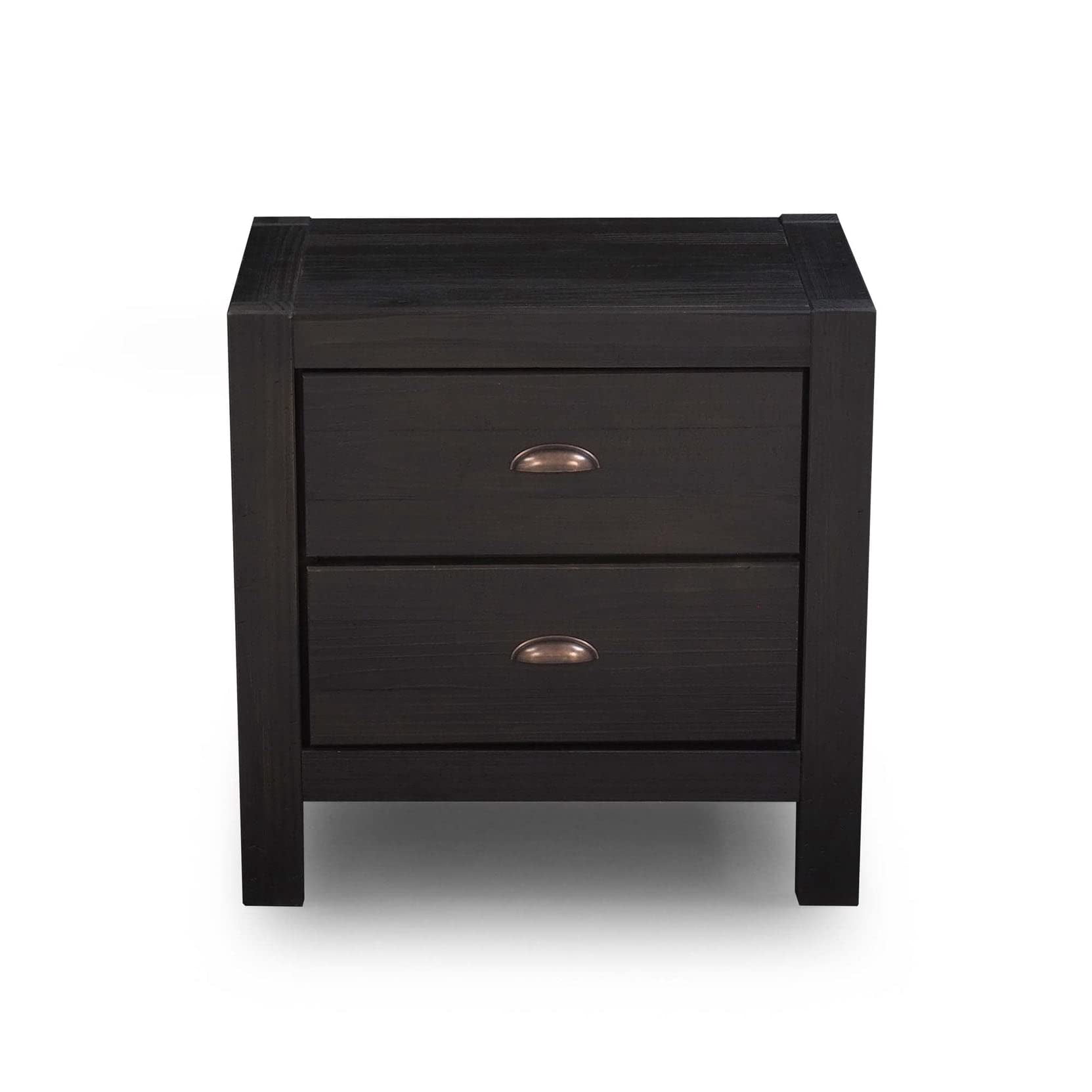 Grain Wood Furniture Montauk 2-Drawer Nightstand, Farmhouse Black