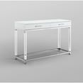 thumbnail image 6 of Ebbe White/Chrome Console Table - High Gloss Finish, Acrylic Legs, Stainless Steel Base, 2 Drawers, 6 of 9