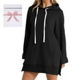 thumbnail image 2 of Vestido con capucha de manga larga con estampado navideño para mujer - Conjunto midi informal con bolsillos - Poliéster - S-XXL, 2 of 7