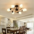 thumbnail image 5 of Miumaeov Retro Flush Mount Ceiling Light 6-Head Lights White Glass Lampshade Polished Metal Fixture for Bedroom Living Room Kitchen Bar Office, 5 of 11