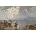 thumbnail image 3 of Joseph Wopfner 14x11 Black Modern Framed Museum Art Print Titled - Fishing Family on Lake Chiemsee, 3 of 5