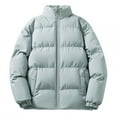 thumbnail image 2 of Abrigo de algodón de invierno para mujer, Chaqueta de algodón gruesa acolchada cálida resistente al frío, abrigo a prueba de viento de manga larga con cuello levantado, abrigo para exteriores Unisex, 2 of 5