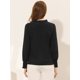 thumbnail image 4 of INSPIRE CHIC Blusa elegante de manga larga con cuello en V y volantes para mujer Negro L, 4 of 5