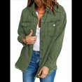 thumbnail image 3 of Chaqueta Vaquera Oversize para Mujer, Camisas Vaqueras Casuales de Larga, Chaqueta Vaquera Desgastada, Conjuntos de 2025. Verde XL, 3 of 9