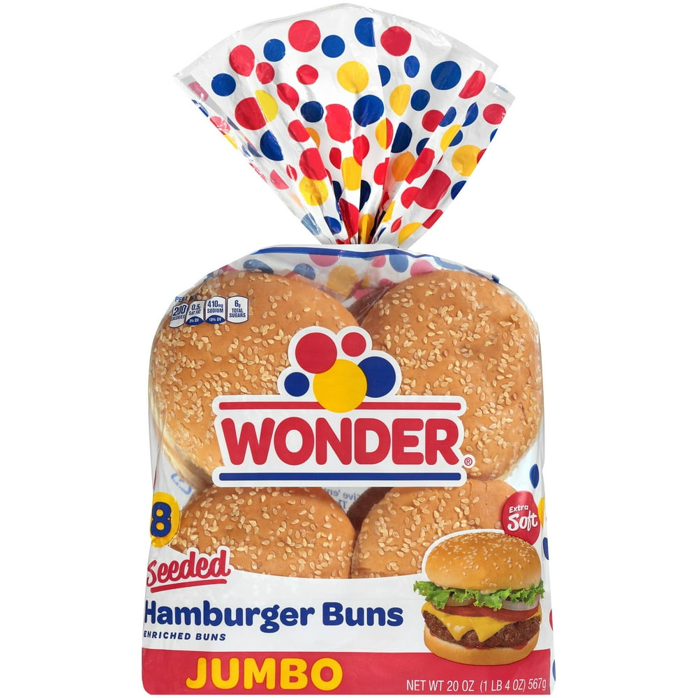 Wonder® Jumbo Seeded Hamburger Buns 8 ct Bag