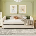 thumbnail image 2 of Upholstered Daybed Sofa Bed Twin Size With Trundle Bed and Wood Slat ,Beige 00412, 2 of 9