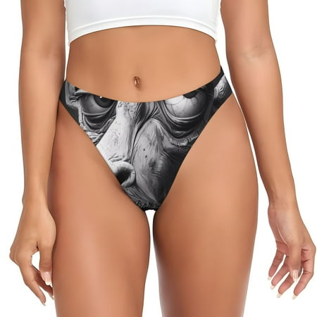 Rateoe Monochrome Giraffe Expression Pattern Seamless Women Underwear Thongs No Show Ladies Thong No Line Breathable Comfortable Panties Undies for Women-3X-Large
