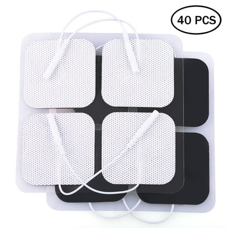 40 PCS TENS Unit Electrode Pads Replacement for TENS EMS Massage, 2 Inch Square White Cloth Backing with Premium Adhesive (Best Ems & Tens Combo Device)