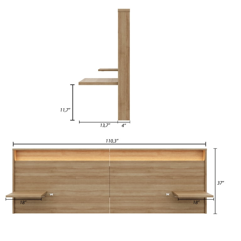 Nexera Lido Queen Size Extended Headboard with Integrated Shelves