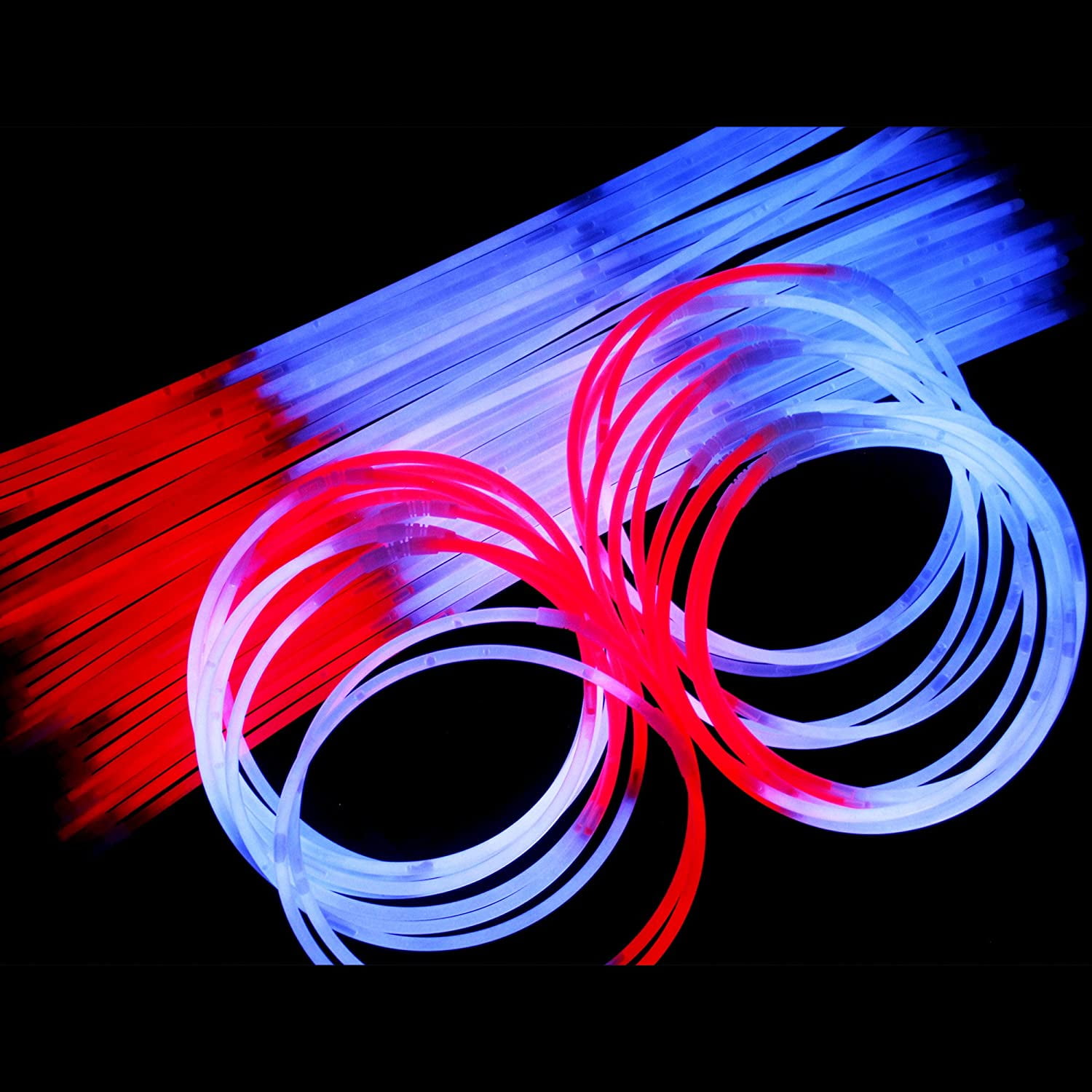 White And Blue 50-Pack 22 Inch Glow Necklaces Red 