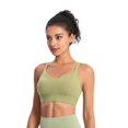 thumbnail image 2 of High Impact Sports ,Racerback Running Bra Workout Crop Tank Tops Longline Sports Bra Push Up Light green S, 2 of 8