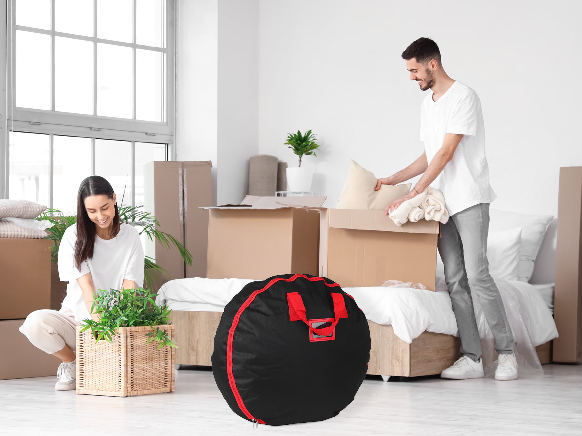 Unique Bargains 1 Pack Clothes Storage Bags Moving Bags Black 23.5*7in