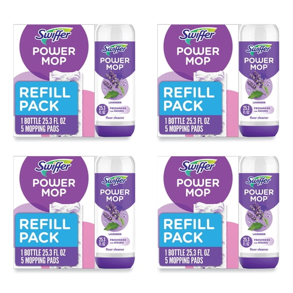 25.3 oz PowerMop Cleaning Solution and Pads Refill Pack - Lavender (4/Carton)