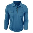 thumbnail image 5 of Long Sleeve Collar Shirts for Men with Pockets Cotton Golf Tennis Tops 3 Buttons Casual Work Travel Clothes (M, Blue), 5 of 6