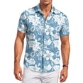 thumbnail image 2 of QHRMKOG Short Sleeve Shirts for Men Relaxed Fit Tropical Print Hawaiian Shirts Breathable Holiday Button Down Beach Shirts Summer Casual Top Blue 3XL, 2 of 6