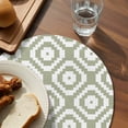 thumbnail image 3 of Sage Green White Geometric Round 13 Inch Placemats Set of 6, Modern Abstract Art HeatResistant Non Slip Place Mats for Dining Table, Wipeable Braided Kitchen Table Mats for Housewarming, 3 of 9