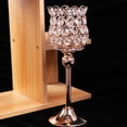 thumbnail image 3 of Candelabros de boda de cristal, decoración moderna, candelabro chapado en hierro dorado Los 28cm, 3 of 9