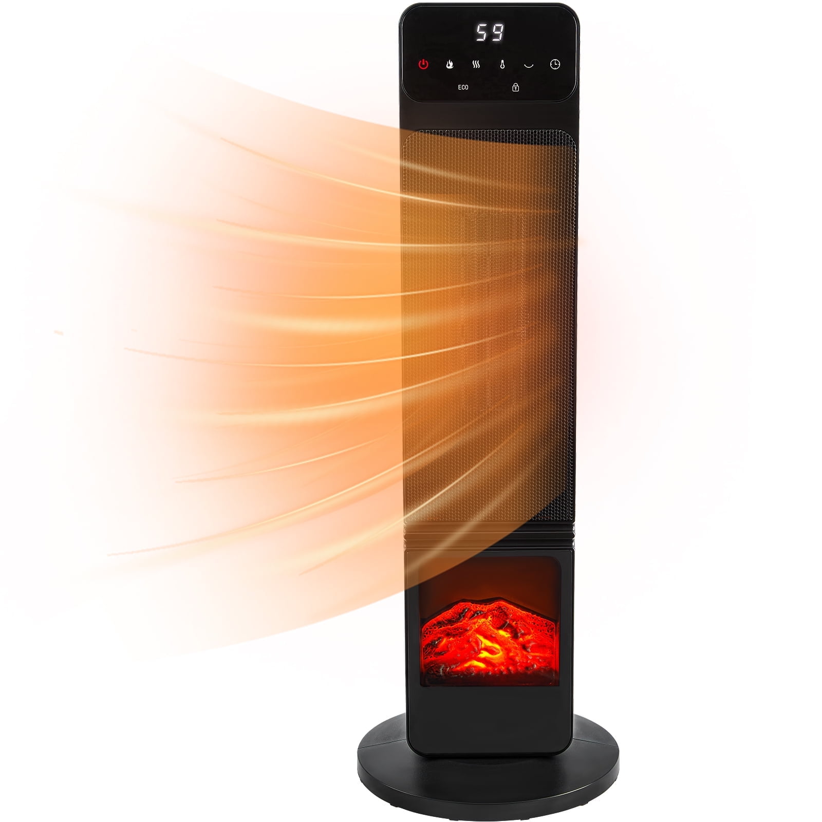 EDX Electric Space Heater, 23 inch 1500W Adjustable Thermostat with Remote Control, Black