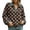 Coffee, variant on Collared Tunics for Women V Neck Dot Print Button Placket Roomy Fit Elegant Clothes for Weekend Outings, (XXL)