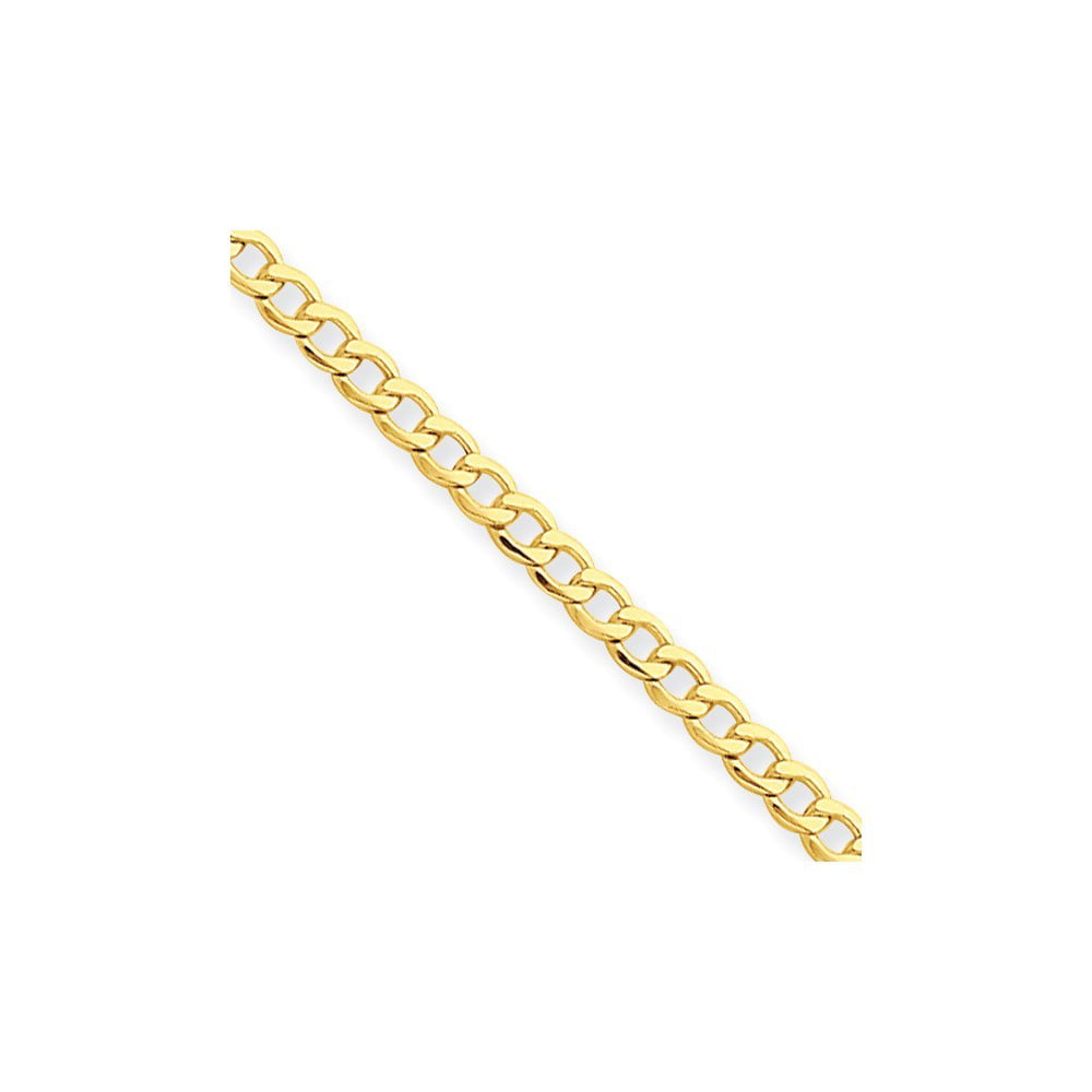 10k 2.5mm Semi-solid Curb Link Chain Bracelet Length Options 10 7