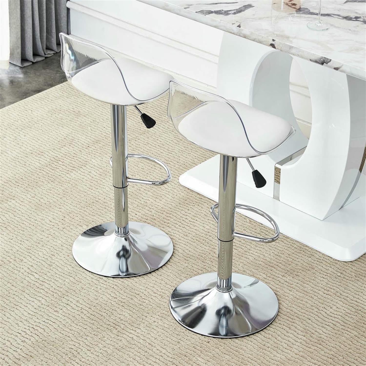 Demi Bonn 39" Adjust Counter Height Bar Stools Set of 2, Swivel Barstools with Back, Kitchen Island Countertop Chairs for Dining Room, White
