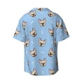 thumbnail image 4 of Goofa Cute French Bulldog Printed Men's Casual Short-sleeved Shirt,Lightweight Breathable Button-down,Summer Casual men's top,Versatile Fashion shirt-Medium, 4 of 7