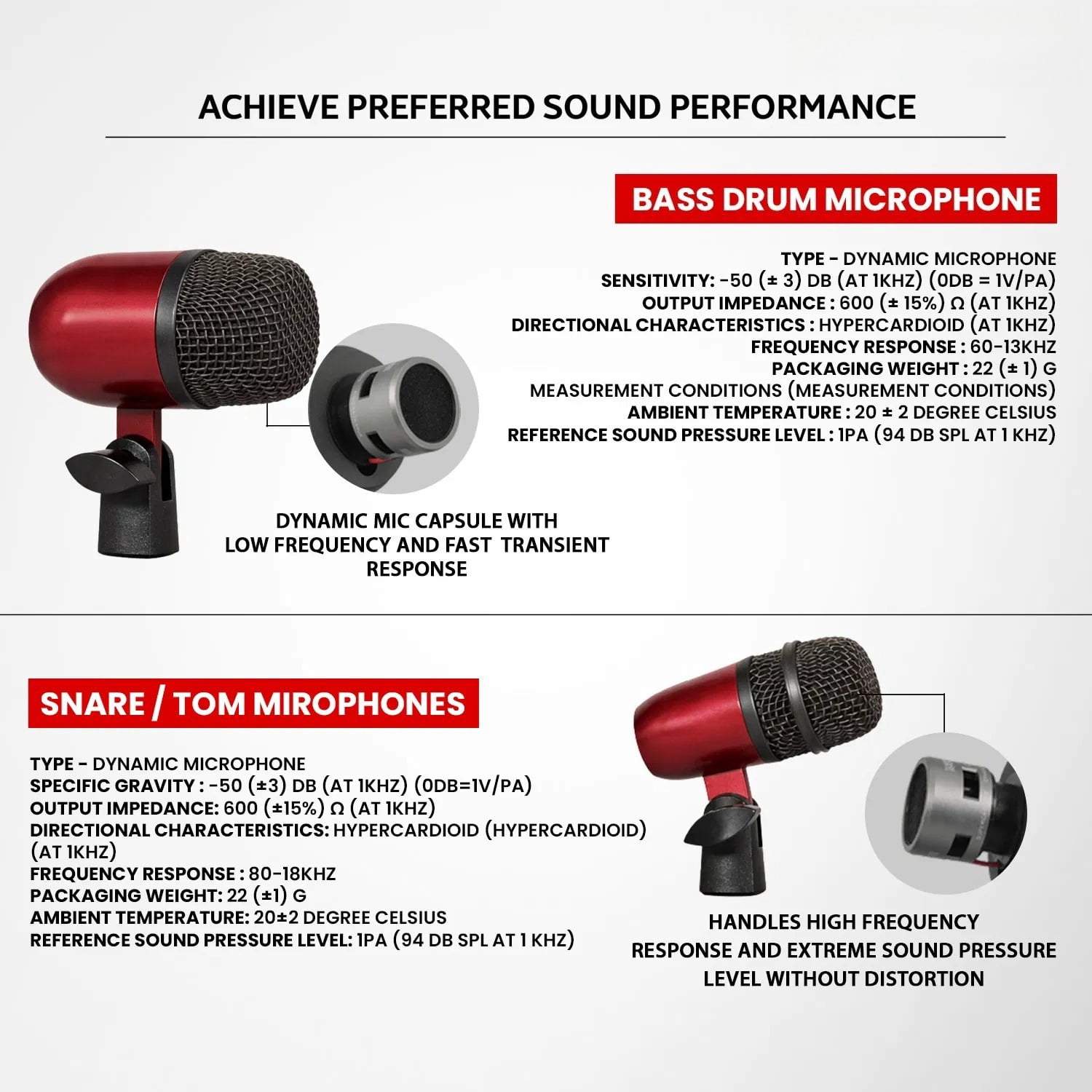 Bass Microphone, Portable Microphone, Clip-on Microphone, with Desktop Stand and XLR Interface, Suitable for Recording Studios and Concerts