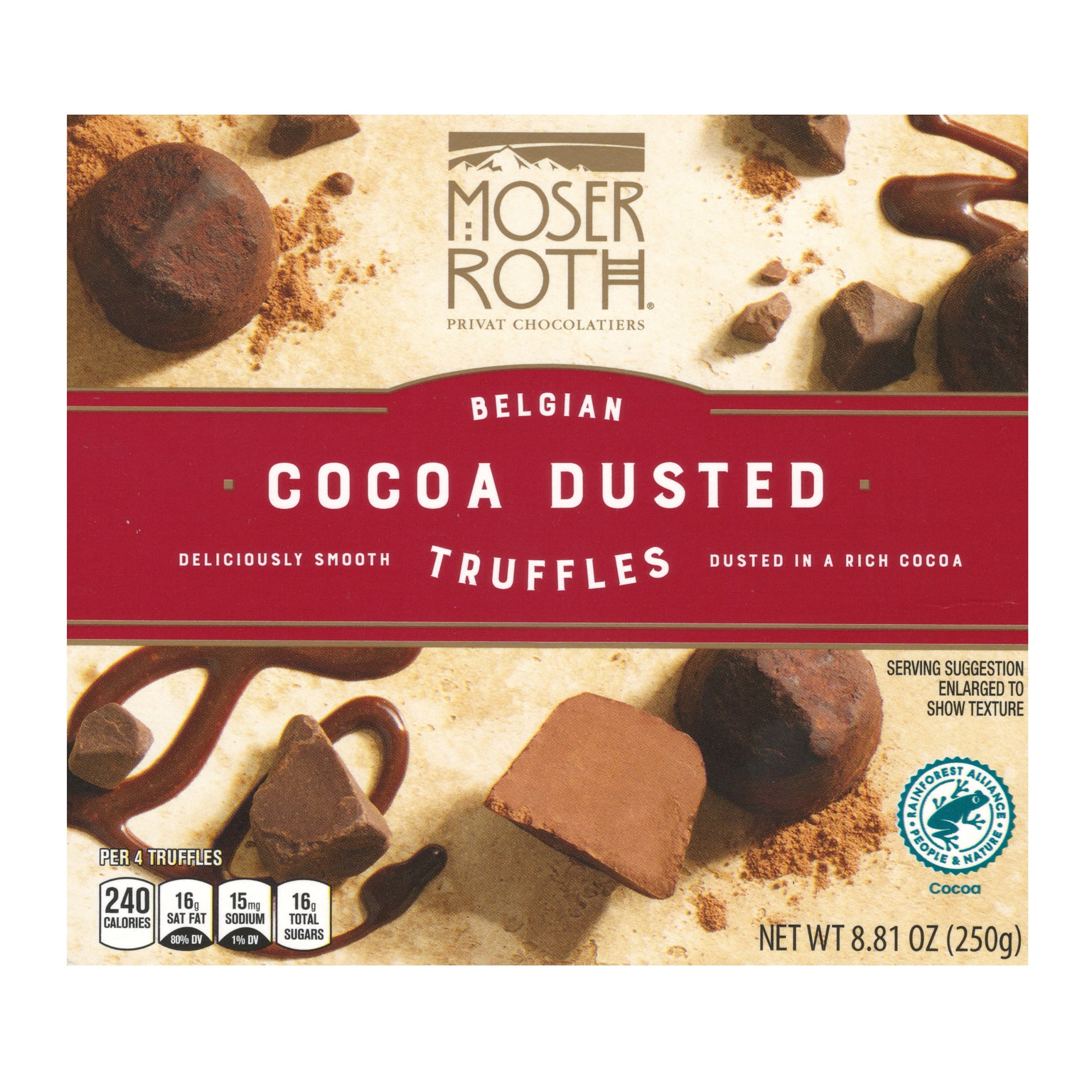 Moser Roth Belgian Cocoa Dusted Truffles, 8.81 oz (1 Box, Cocoa