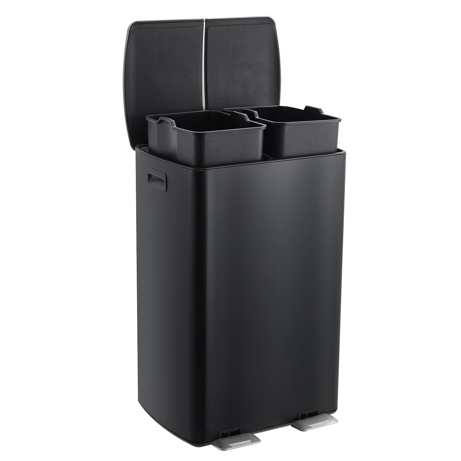 EDX 2 x 8.3 Gallon Dual Garbage Recycle Trash Can with Lid, Inner