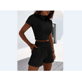 thumbnail image 3 of ITFABS 2 Pcs Female Shorts Set, Short Sleeve Tops + High Waist Shorts Suits, 3 of 3