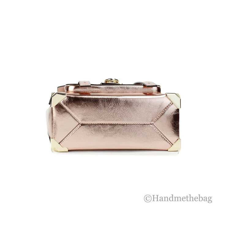 Michael Kors Manhattan Medium Leather Satchel, Metallic Primrose