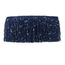 Uxcell Sequin Chainette Fringe Trim Tassel Sewing Trim Fringes for Latin Dress Stage Dance Navy Blue 5 Yard x 4 In
