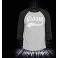 thumbnail image 2 of Shop4Ever Men's Groom Baseball Wedding Raglan Baseball Shirt XX-Large Heather Grey/Black, 2 of 4