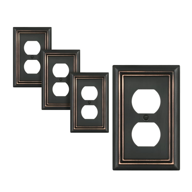 DEWENWILS 4Pack Duplex Wall Plate, Metal Wall Outlet Cover for