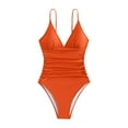 thumbnail image 5 of PEASKJP Womens One Piece Swimsuits Fashion Swimwear Quick Dry Conjoined Ruffle Floral, Orange M, 5 of 5