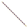 thumbnail image 2 of 4.5mm 14k Solid Yellow Gold Floral Diamond Amethyst Bracelet Link Bracelet for Women, 2 of 2