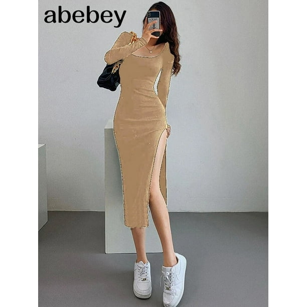 Vestido de suéter ajustado por encima de la rodilla para mujer