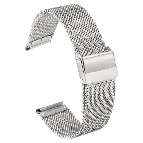 Uxcell Stainless Steel Mesh Watch Band 18mm Quick Release Adjustable Metal Replacement Watch Strap for Men Women, Silver