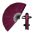 thumbnail image 2 of Plegable Glitter no Kung Fu Fan 13 pulgadas Radio para club de baile Ligero Rosa rojo, 2 of 8