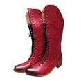 thumbnail image 4 of Gubotare Women's Boots Cowboy Boots for Women Fashion Retro Pointed Toe Mid Calf Western Boots (Red,8), 4 of 5