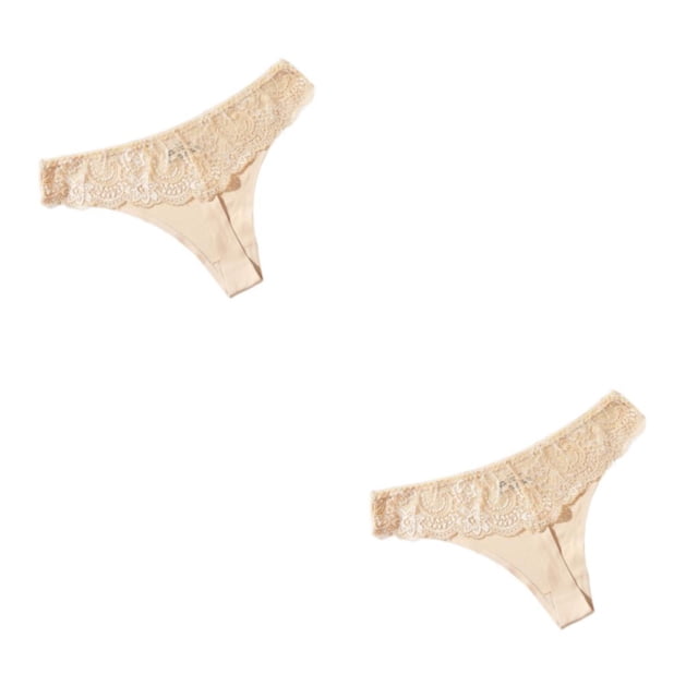 Qarigey Bragas de tiro bajo Tanga ropa interior de mujer Tanga bragas sin costuras elasticidad Sexy transpirable señora ropa de dormir piel Color de piel XXL 2Conjunto