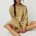 thumbnail image 4 of Aofany Womens Sweatshirt Dress Long Sleeve Crew Neck Pullover Dresses Solid Color Ruffle Flowy Mini Dress, 4 of 8