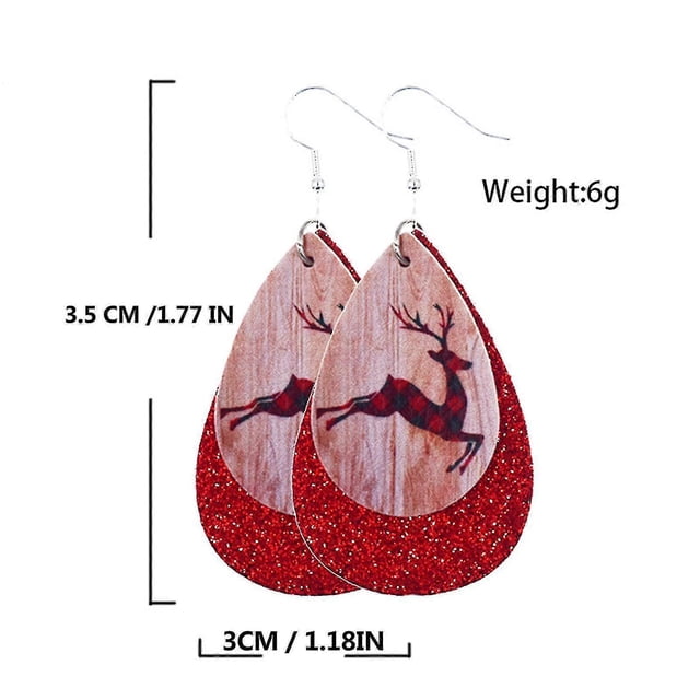 New Creative Double Drop-shaped Christmas Leather Earrings------Product code 78579