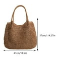 thumbnail image 2 of HBASD Straw Bags For Women | 18.5x14.57in Travel Straw Totes Bag Woven Summer Handmade Shoulder Bag Handbag (Khaki), 2 of 9