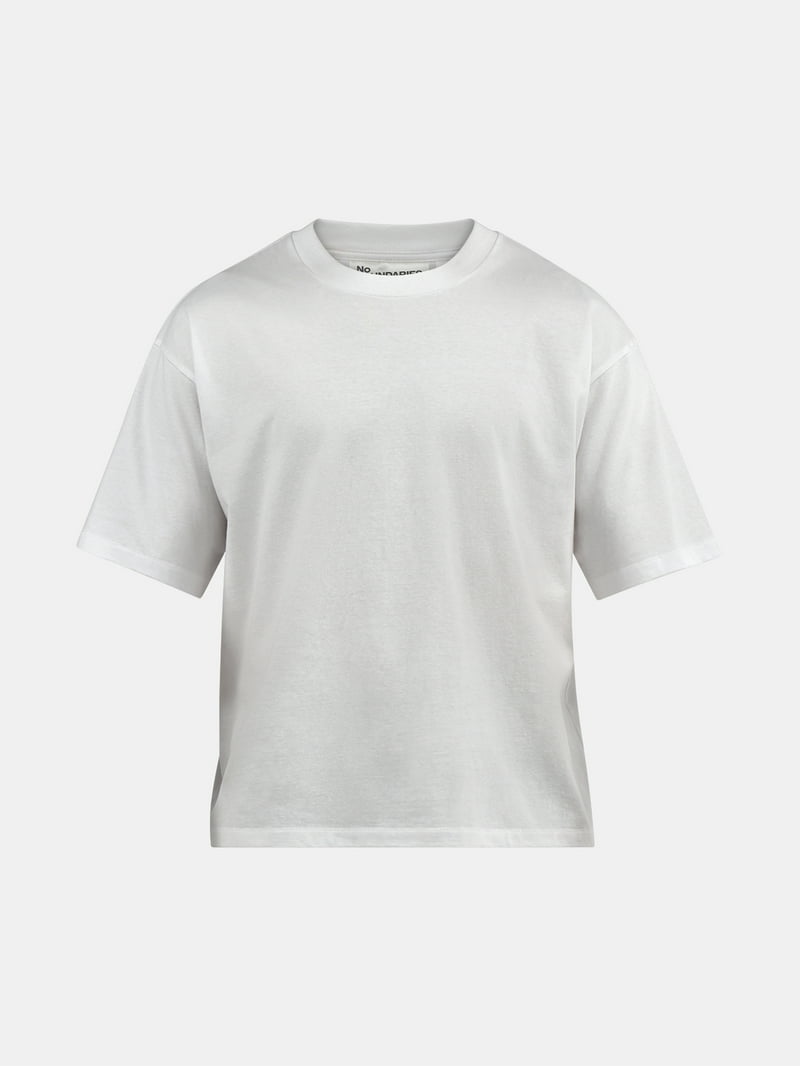 No Boundaries Cotton Oversized Cropped Tee with Short Sleeves