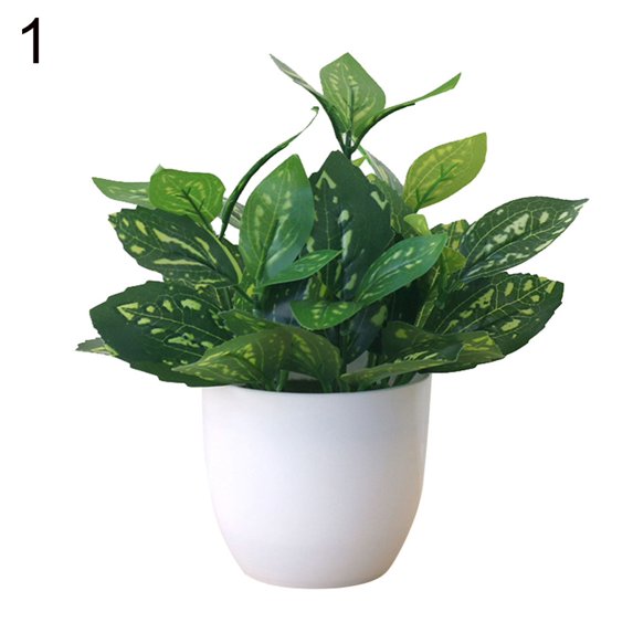Visland Mini Fake Plants in Pots,Artificial Plastic Green Plants, Potted Faux Plants Indoor for Office Desk Coffee Table Bathroom Bedroom Home Decorations