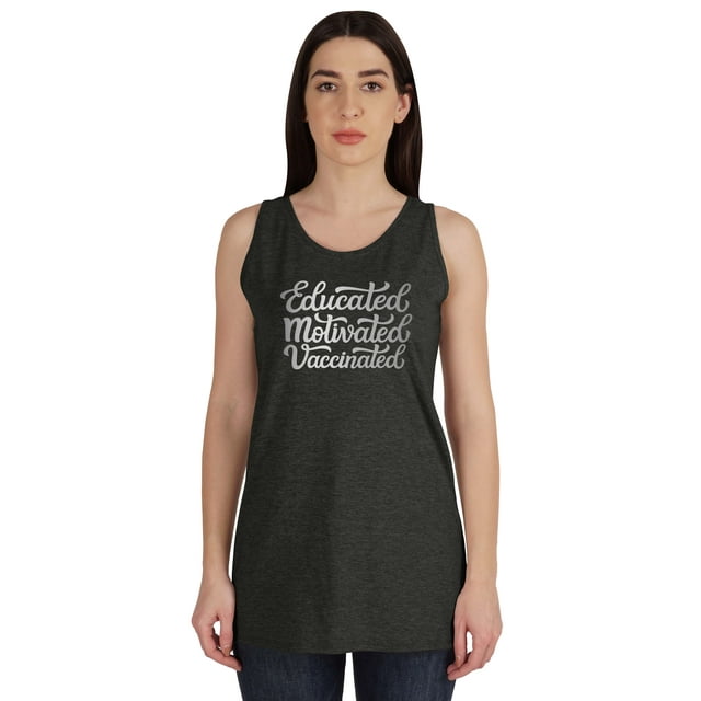 Inkmeso Educated Motivated Vaccinated Pro-Vaccine Womens Tank Tops Casual Tee