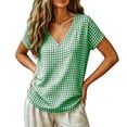 thumbnail image 5 of Neewe Womens Loose Casual Print V Neck Short Sleeve Shirts Classic Blouses Tops with Summer Daily Outfits, 5 of 8
