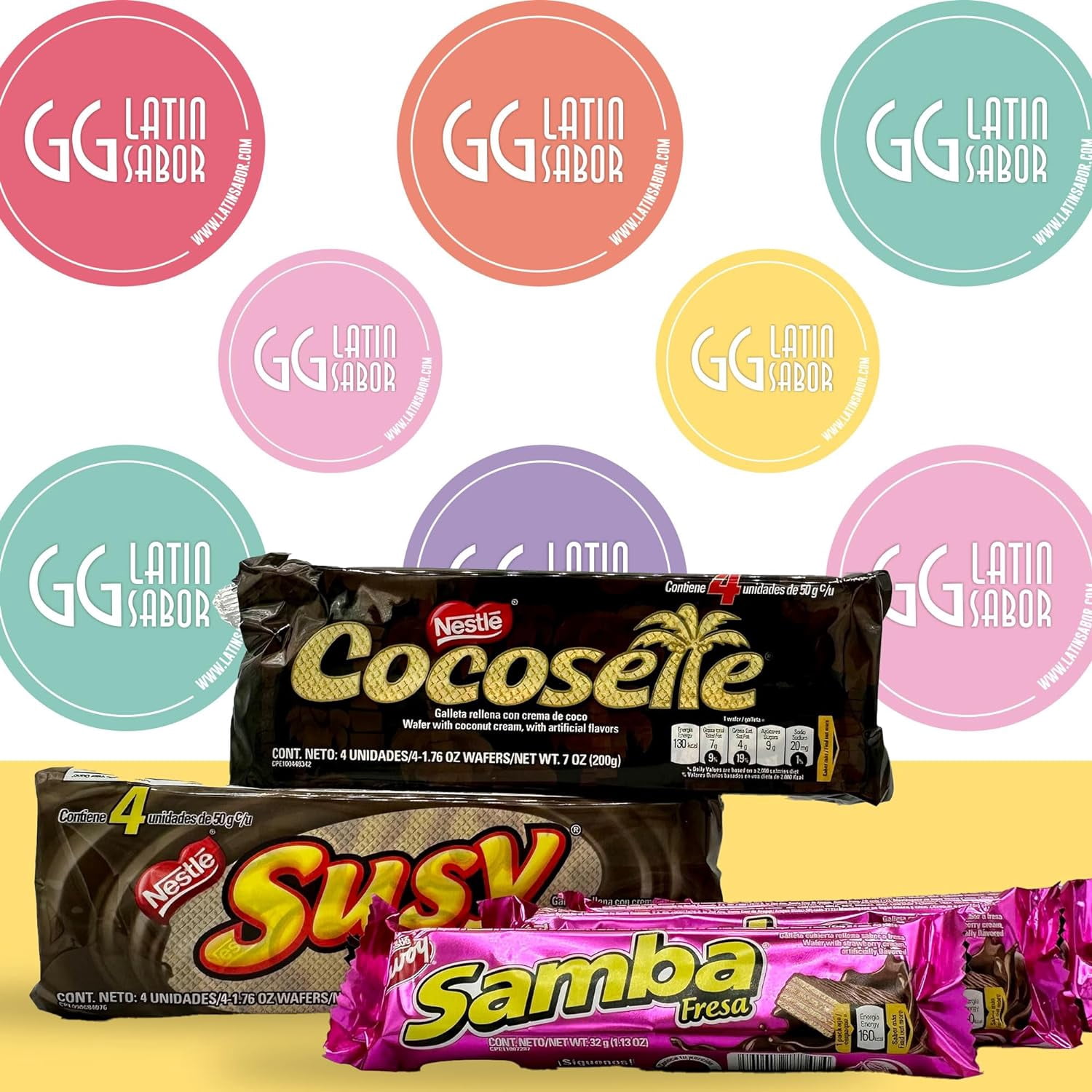 Venezuela Snacks Sweet Snacks and Candy Assorted Cookies Pack (Cocosette, Susy, Samba Wafers Cookies Variety Pack)