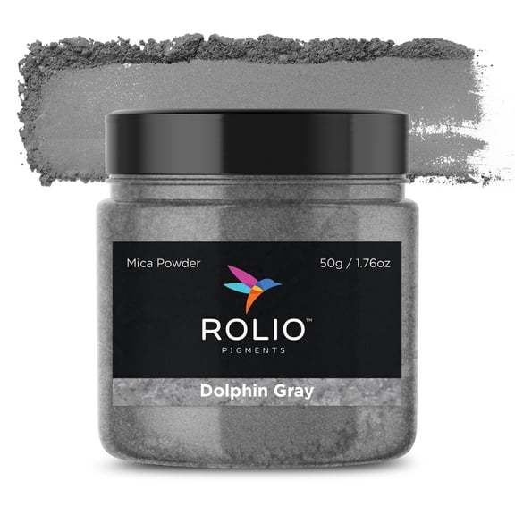 Rolio - Mica Powder - 1 Jar of Pigment for Paint, Dye, Soap Making, Nail Polish, Epoxy Resin, Candle Making, Bath Bombs, Slime - 50G / 1.76 oz (Dolphin Gray)